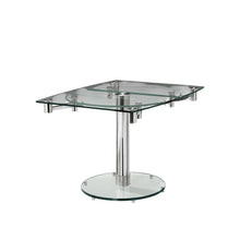 Load image into Gallery viewer, 40" Glass And Metal Self-Storing Leaf Motion Extendable Dining Table - Clear
