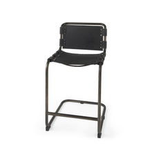 Load image into Gallery viewer, 29" Leather And Iron Bar Chair - Black
