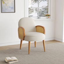 Load image into Gallery viewer, Accent Chair With Rattan Armrests And Wooden Legs Velvet For Living Room
