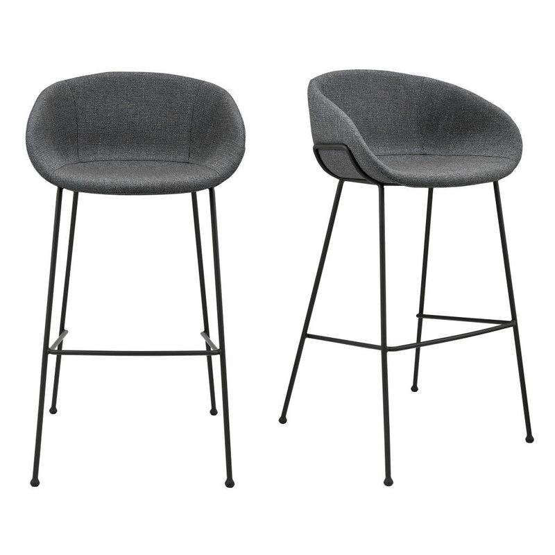 Steel Low Back Bar Height Bar Chairs (Set of 2) - Gray And Black