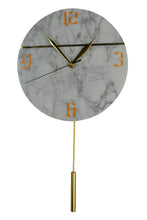 Load image into Gallery viewer, Marble Silent Pendulum Marble Round Wall Clock - White / Gold
