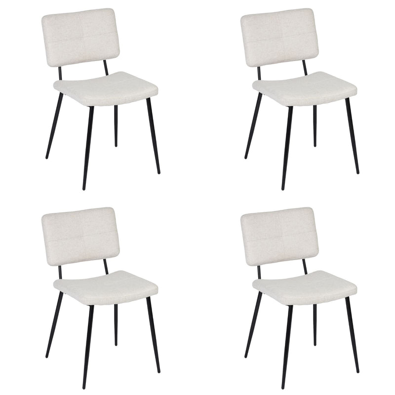 Fabric Steel Dining Side Chairs (Set of 4) - Beige / Black
