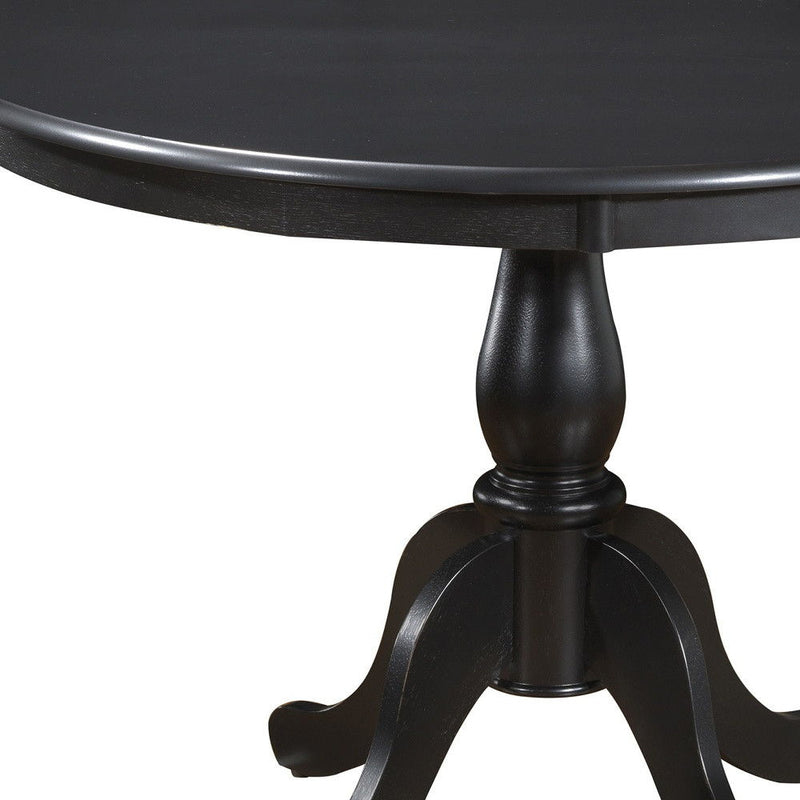 42" Rounded Solid Manufactured Wood And Solid Wood Pedestal Base Dining Table - Black