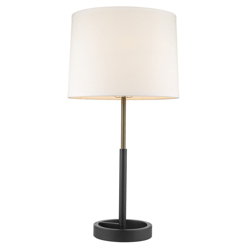 Metal Table Lamp With White Empire Shade - Black And Gold