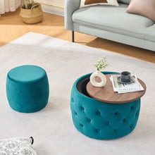 Load image into Gallery viewer, Nesting Ottomans 2 Piece With Tray, 4 In 1 Function
