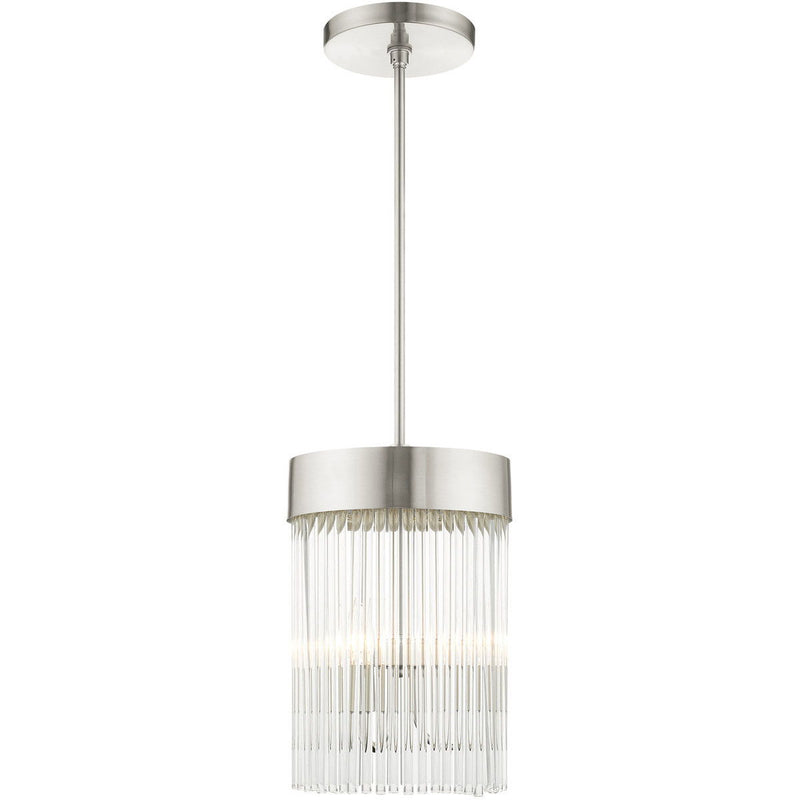24" Three Light Dimmable Chandelier With Shades - Nickel
