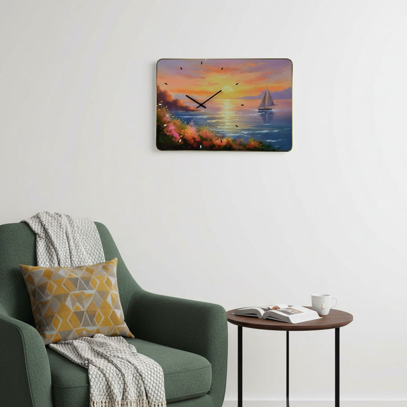 Silent Analog Wall Clock (626577) - Yellow / Blue / Orange