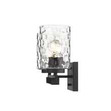 Load image into Gallery viewer, Metal And Pebbled Glass Two Light Wall Sconce - Black

