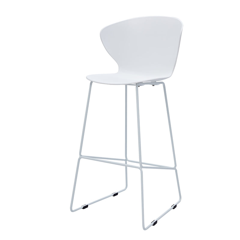 Heavy Duty Plastic And Metal Low Back Bar Height Bar Chairs (Set of 2) - White And Silver