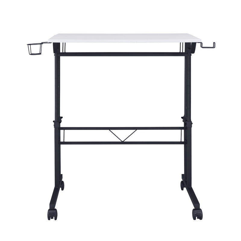 Adjustable Stainless Rolling Standing Desk - White / Black