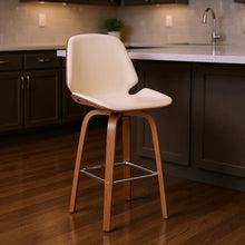 Load image into Gallery viewer, 26" Swivel Counter Height Bar Chair - Cream And Brown
