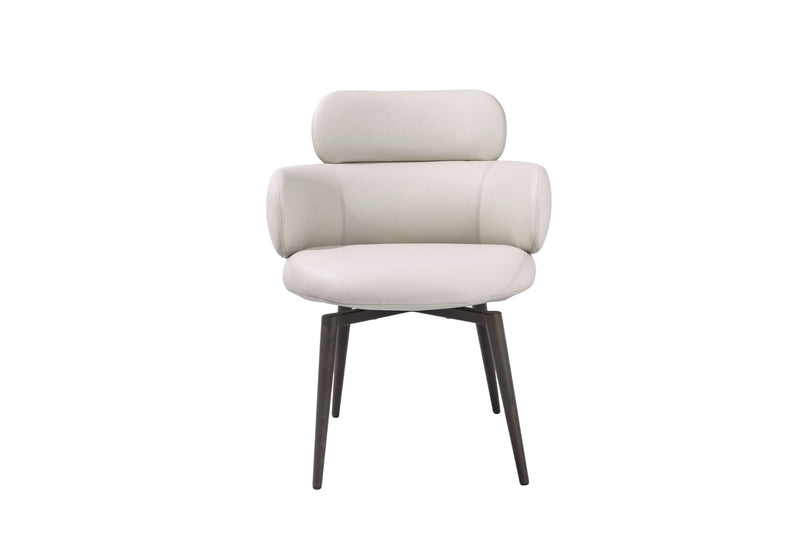 Faux Leather Metal Dining Arm Chair - Light Gray / Black