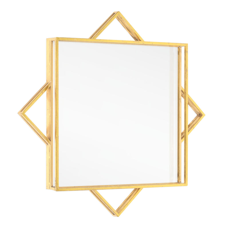 24" Metal Geo Square Accent Mirror - Gold
