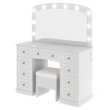 Load image into Gallery viewer, Mirrored Nine Drawer Vanity Table Lights - White
