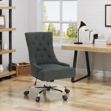 Load image into Gallery viewer, Glory Diamond Tufted Upholstered Office Chair With Rolling Casters And Sloped Arms - Dark Gray / Chrome
