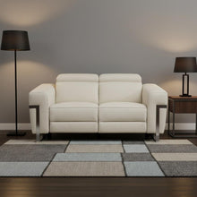 Load image into Gallery viewer, Italian Leather Power Reclining Loveseat - Beige / Silver
