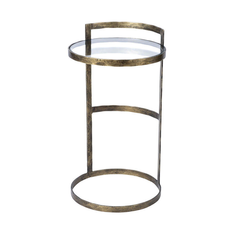 Glass Round End Table - Gold And Clear