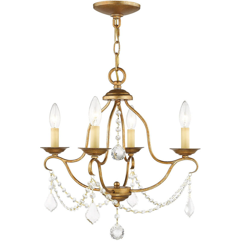 18" Four Light Dimmable Chandelier With Shades - Gold