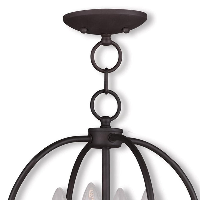 15" Four Light Metal Dimmable Chandelier With Shades - Bronze