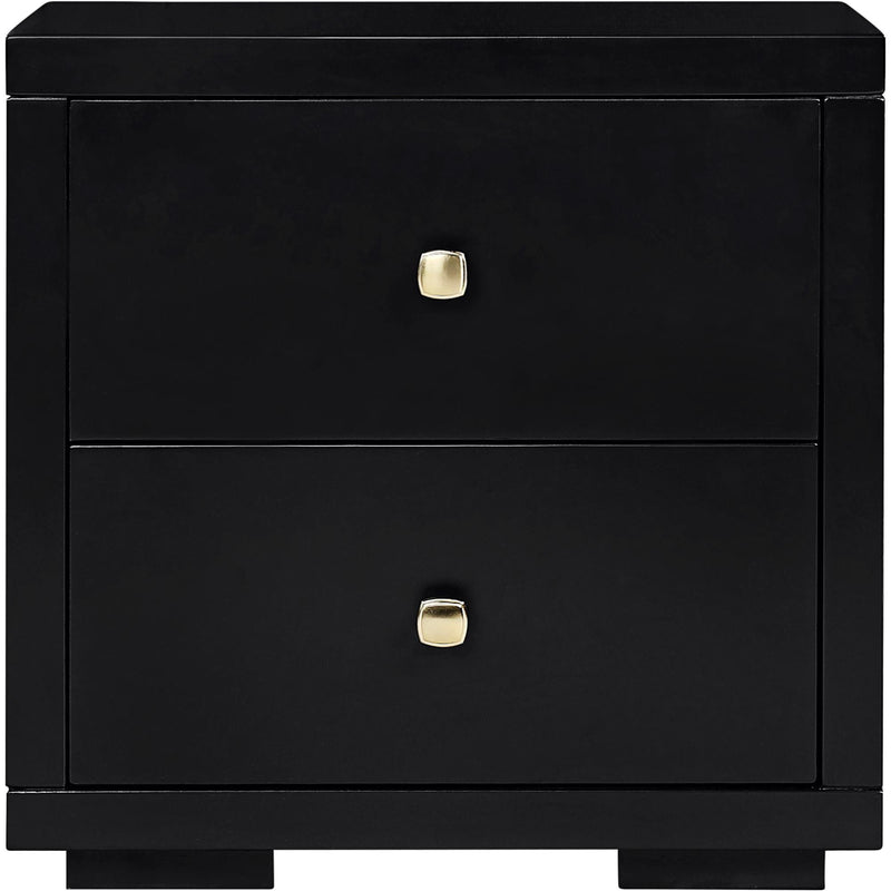 19" Two Drawer Nightstand - Black