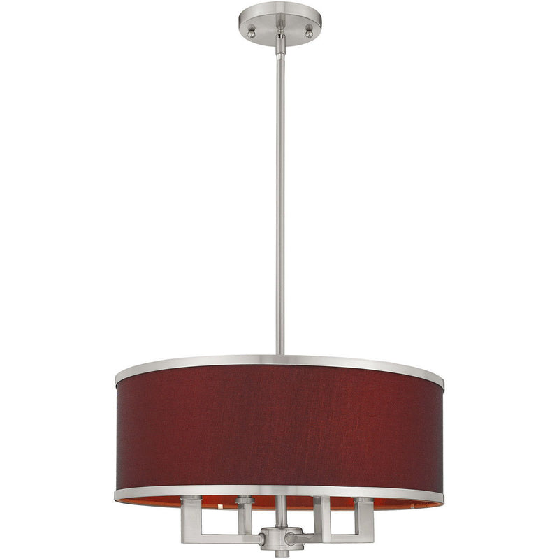 18'' Four-Light Dimmable Chandelier With Shades - Nickel / Pearl Silver