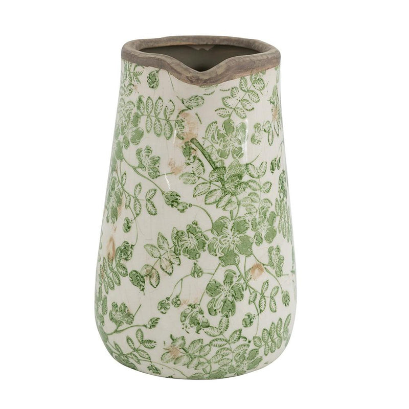 Leaf Round Jug Vase (574384) - Green / White