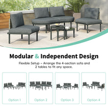 Load image into Gallery viewer, 6 Piece Patio Set, Half Moon Outdoor Sectional Sofa With 2 High Low Coffee Tables, 4 Pillows &amp; Cushions
