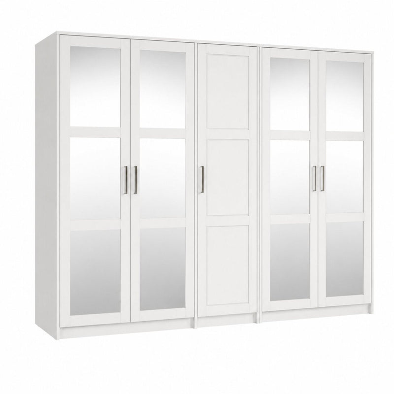 Solid Wood Mirrored Five Door Combo Dresser (765118) - White