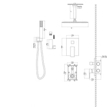 Load image into Gallery viewer, Modern Dual Shower Head System With 16" Ceiling Mount Finish, Stainless Steel And Brass
