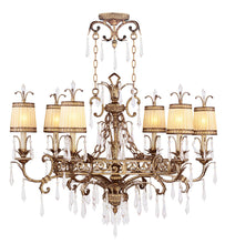 Load image into Gallery viewer, 32" Six Light Metal Dimmable Chandelier With Shades - Gold
