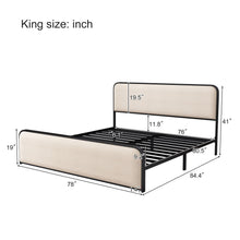 Load image into Gallery viewer, Modern Bed With Curved Upholstered Headboard And Footboard, Heavy Duty Metal Slats
