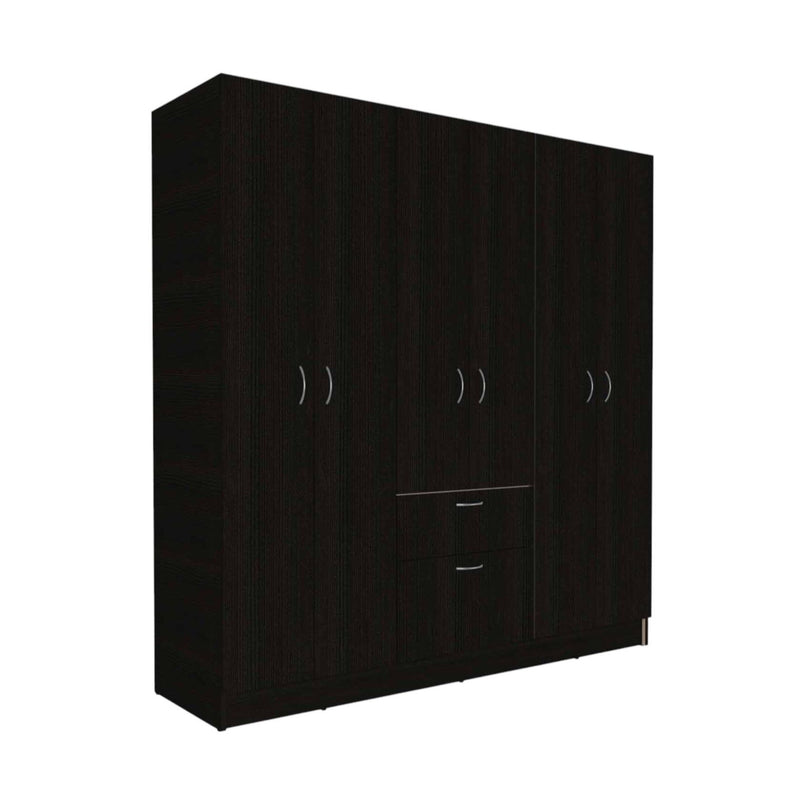 Tall Six Door Closet Wardrobe Center - Black / White