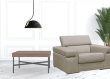 Load image into Gallery viewer, Faux Leather And Brass Solid Color Arm Chair - Light Gray
