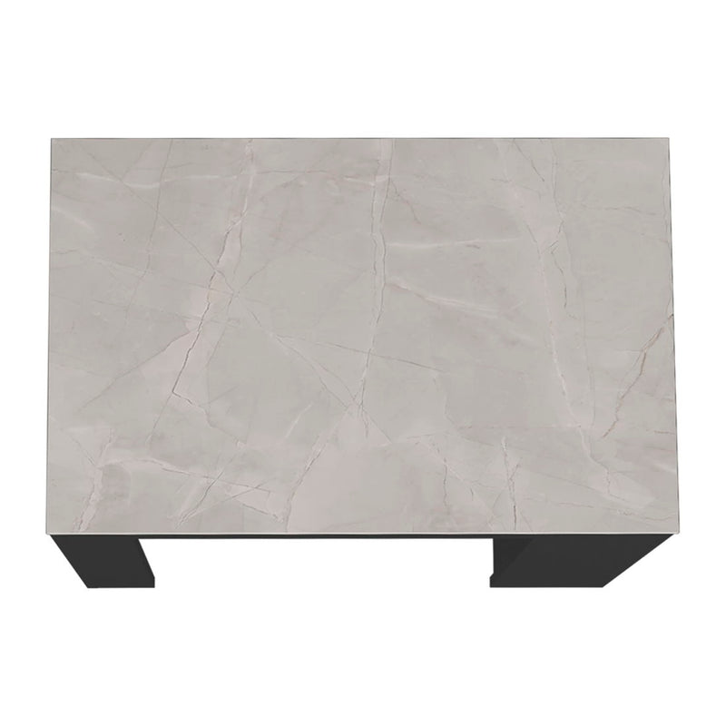 36" Faux Marble And Wood Kitchen Island With Storage - Black / Gray