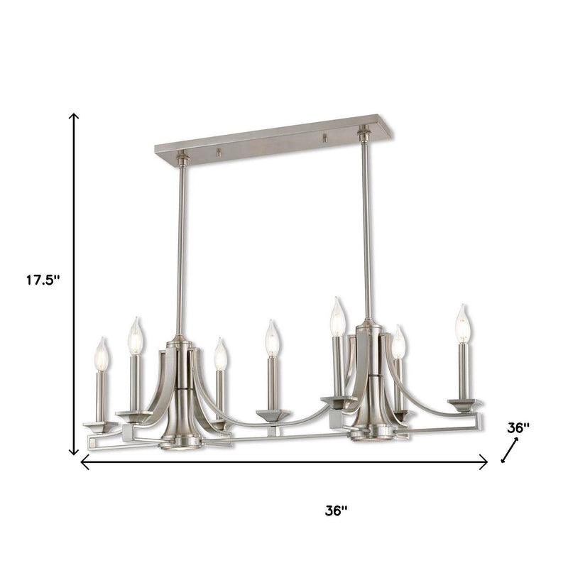 Nine Light Metal Dimmable Chandelier With Shades - Nickel