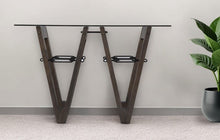 Load image into Gallery viewer, Glass Abstract Console Table - Clear / Gray / Brown
