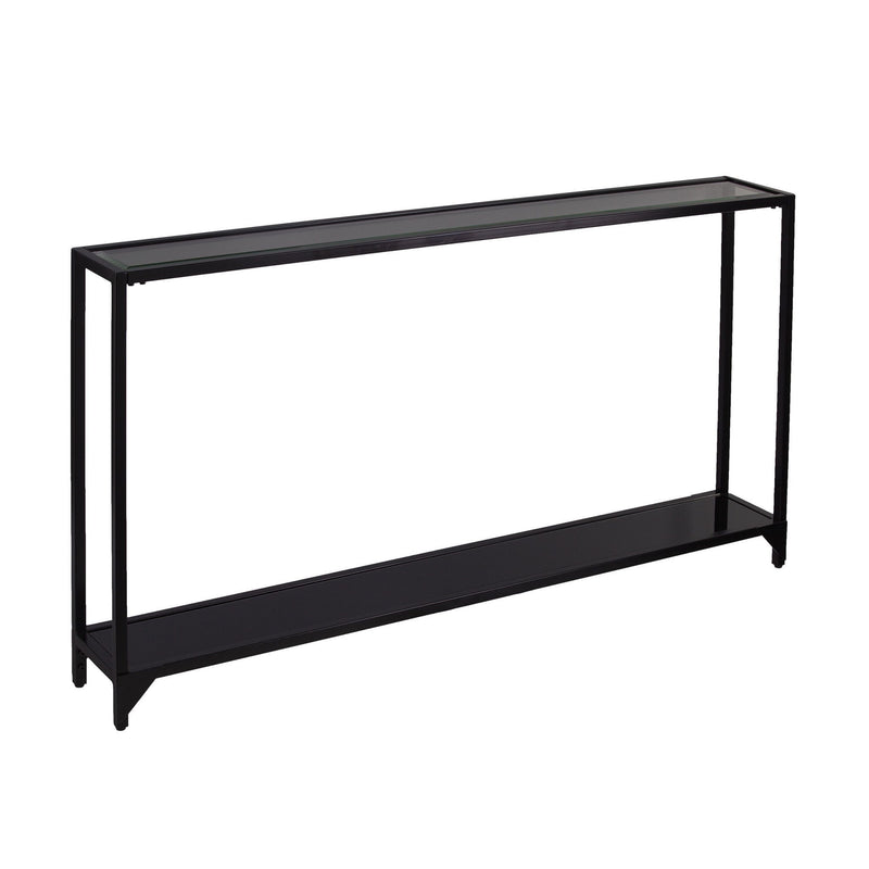 Glass Frame Console Table With Shelves - Clear / Black