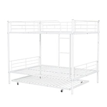 Load image into Gallery viewer, Full Over Full Metal Bunk Bed with Trundle, White
