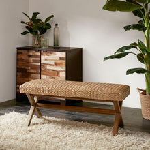 Load image into Gallery viewer, The Bench With Water Hyacinth Seat And Mahogany Base - Brown
