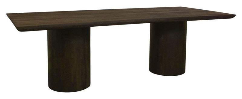 96" Solid Wood Double Pedestal Base Dining Table - Dark Brown
