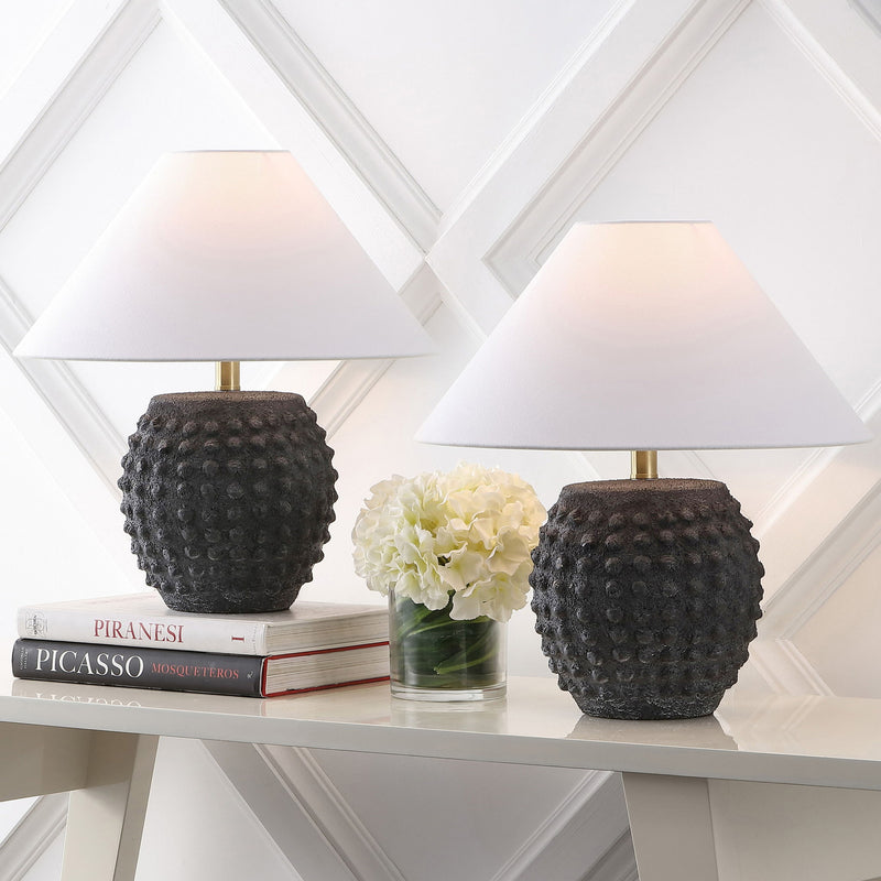 18" Novelty Table Lamps With Empire Shades (Set of 2) - Black / Clear