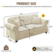 Load image into Gallery viewer, Upholstered Chesterfield Sofa With Nailhead Trim And Rolled Armrests
