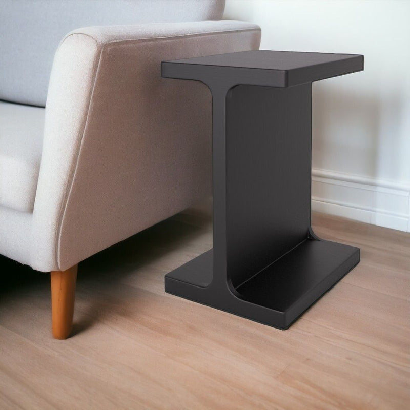 20" Solid Wood Pedestal End Table - Black