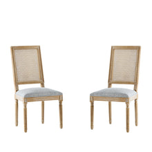 Load image into Gallery viewer, French Country Dining Chair With Rectangular Cane Backrest And Smooth Upholstered Seating
