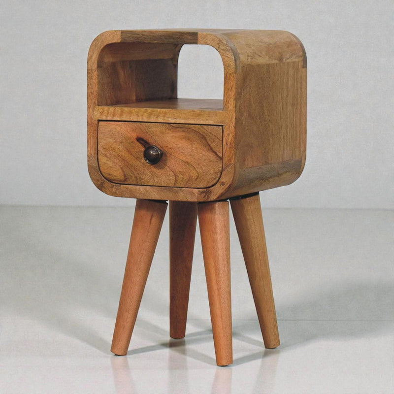 Solid Wood Square One Drawer Nightstand - Oak