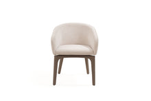 Load image into Gallery viewer, Boucle Faux Leather Dining Arm Chair - Taupe / Brown
