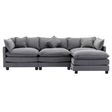 Load image into Gallery viewer, 112.2&quot; L-Shape Chenille Upholstered Sofa for Living Room Modern Luxury Sofa Couch with Ottoman, 5 Pillows, Gray
