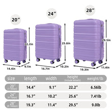 Load image into Gallery viewer, 3 Piece 20" / 24" / 28" Spinner Luggage Set &amp; Combination Lock, Durable Hard Shell With 360° Silent Wheels - Blue / Purple
