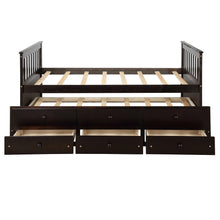 Load image into Gallery viewer, TOPMAX Captain&#39;s Bed Twin Daybed with Trundle Bed and Storage Drawers, Espresso
