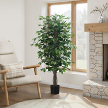 Load image into Gallery viewer, 58" Tall, Artificial Plant, Ficus Tree, Indoor, Faux, Fake, Floor, Greenery, Potted, Decorative - Green / Black

